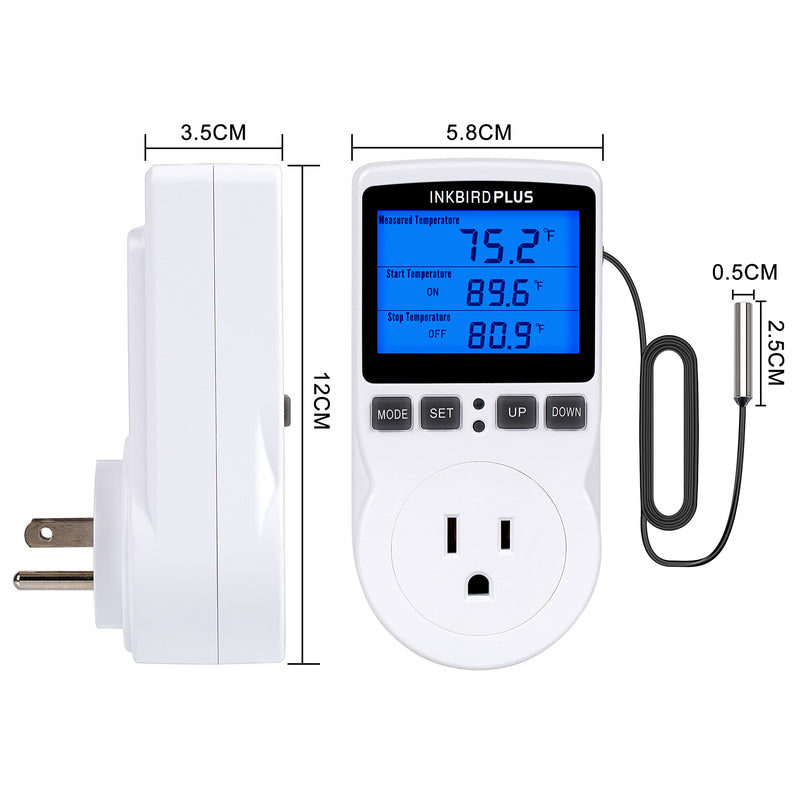 INKBIRDPLUS 1800W Heat Mat Thermostat Temperature Controller 120v 15A F and C Heating Cooling Control
