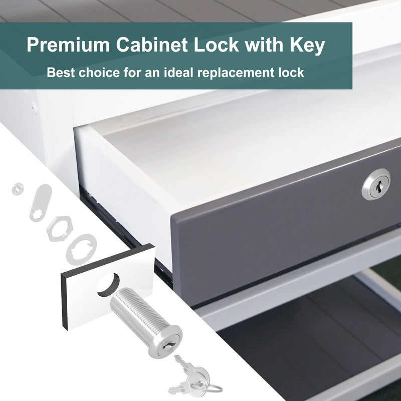 3 Pcs Cabinet Locks with Key, 1-1/2" Cabinet Lock Keyed Alike Cam Lock, Mailbox Lock Replacement Secure File Drawer Tool Box RV Storage Locks, Zinc Alloy 1-1/2 Inch 3 Pcs Silver