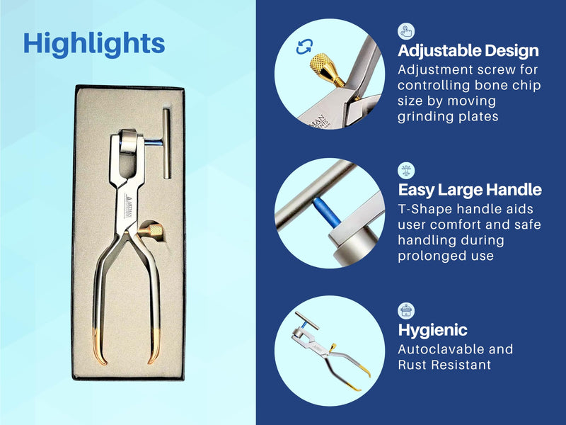 Bone Morselizer Bone Mill Crusher with Titanium Plates Dental implant Bone Grafting