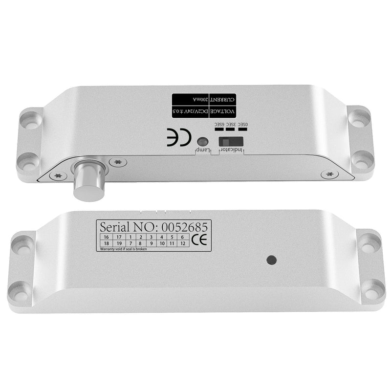 Electric Drop Bolt Lock DC 12V / 24V Fail Safe NC Mode Electronic Door Lock for Access Control Security Lock Door with Time Delay Surface Mounted Lock (Drop Bolt Lock)