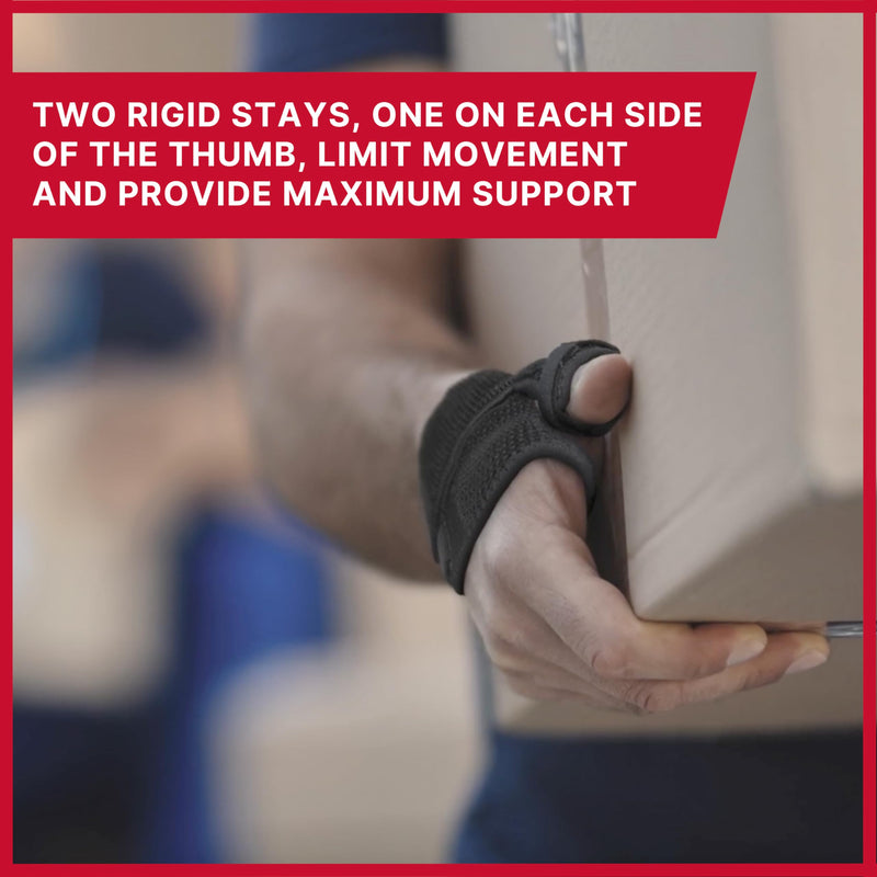 MUELLER Sports Medicine Adjust-to-Fit Thumb Stabilizer, Spica Splint, Thumb Pain Relief Brace for Men and Women, Ideal for De Quervain's Tenosynovitis, Arthritis, Sprains, Fits Right or Left Black 1 Count (Pack of 1)