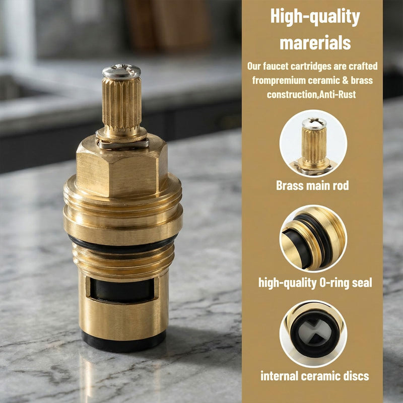 Ceramic Faucet Cartridge, Compatible with Grohe 45882000 45883000, 1/2" Brass Hot & Cold Water Cartridge, Replacement Assembly for Kitchen Bathroom Shower Faucet,(2 Pack)