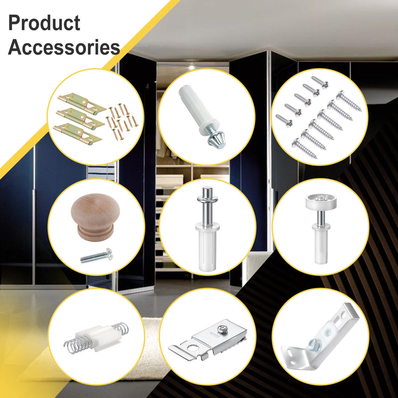 Bifold Closet Track Kit, 24inch Length, Steel Track, White (1 Kit) 24 Inch
