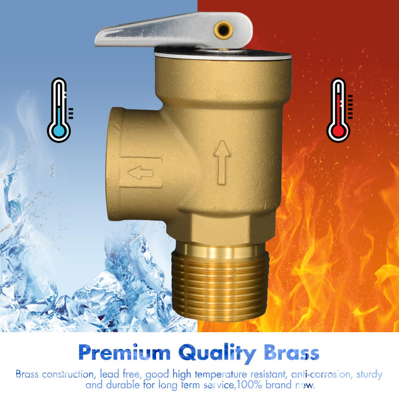 VAV Pressure Relief Valve, 3/4" NPT Female Thread, 150 PSI, Lead-Free Copper, Water Heater Compatible, CSA LISTED