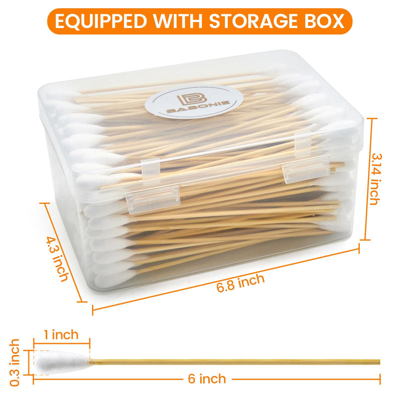 200 PCS Large Cotton Swabs in Storage Box - Dog Ear Cleaning Swabs, 6 inch Dog Ear Swab with Bamboo Handle - Big Cotton Swabs Soft and Thick, Extra Large Cotton Swabs Specially Designed for Pet Care 200PCS - PawsPlanet Australia