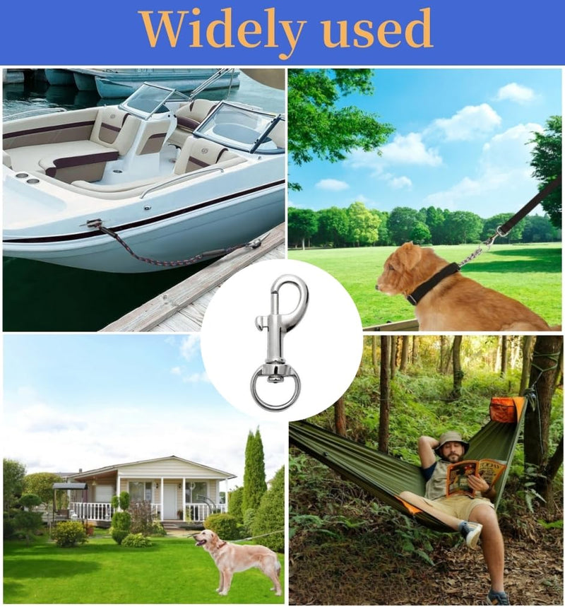 Flag Clips Swivel Snap Hooks, 4 Pcs Zinc Alloy 1.8 Inch Multifunctional Swivel Snap Hooks for Dog Leash Hook Boat Rope Keychain