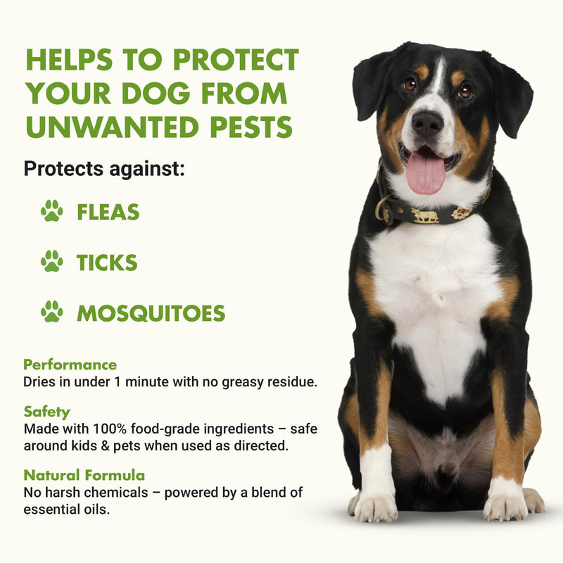 Natural Flea and Tick Topical Treatment, Repels Fleas Ticks and Mosquitoes, Quick-Dry No Residue, All Food-Grade Ingredients, 8 oz