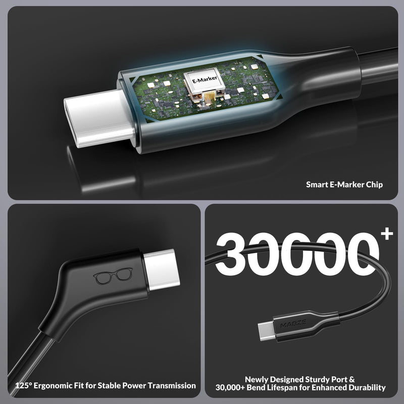 AR Glasses USB C Cable 4K60Hz USB C to USB C Cable 6FT, 10Gbps 60W Type C Fast Charging Cable for XREAL Air/One, VITURE Pro XR, Rokid Max, RayNeo and More Black