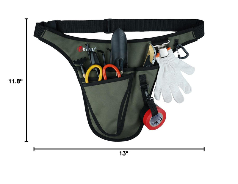 KUNN Garden Tool Belt,Durable Adjustable Tool Belt Waist Pouch with 4 Pocket for Women Men Gardeners Florist Army Green GA01-Army Green