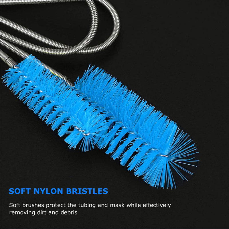 CPAP Tube Cleaning Brush-7 Feet Flexible + 7 Inches Handy Stainless Steel Wire Bristle Brush- Fits for Standard 22mm Diameter Tubing Blue