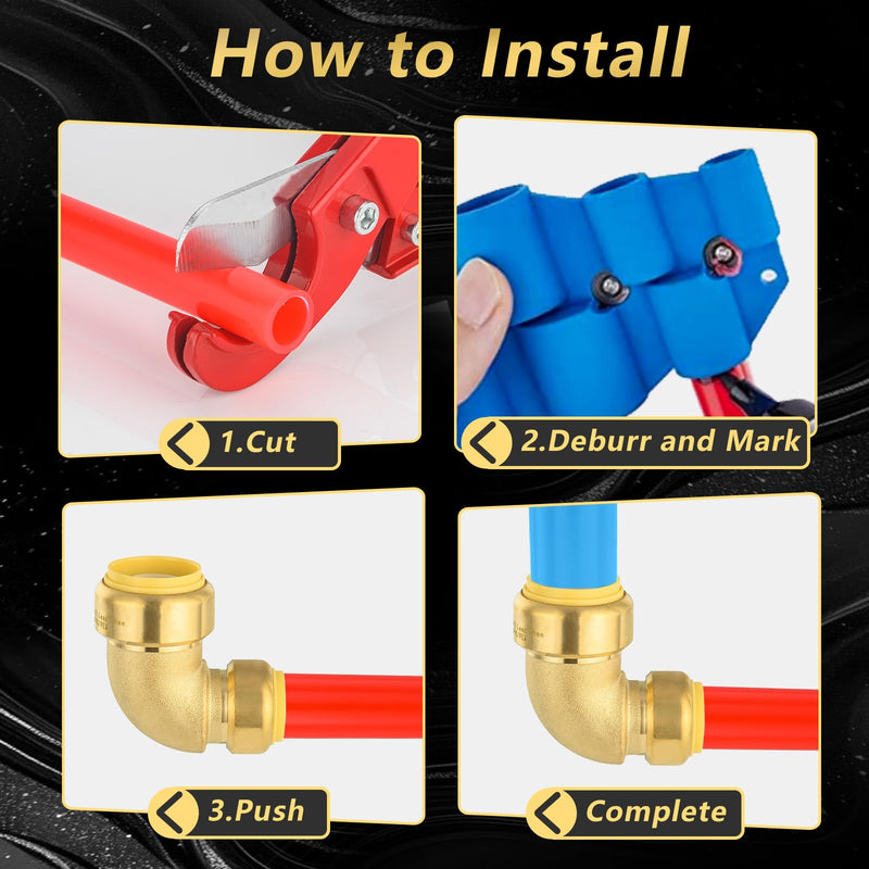 2 Pack Foskan Push Fit Fittings, 1" x 3/4" Push To Connect Brass Elbow 2 1"PTC x 3/4"PTC