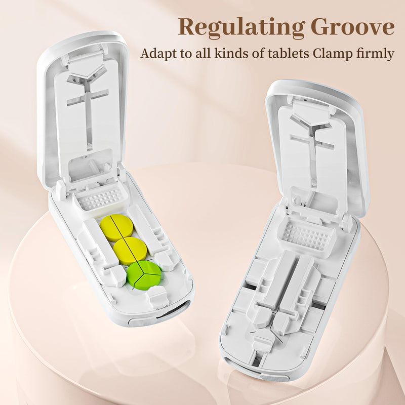Pill Cutter for Small Pills, Pill Splitter for Tiny Pills - Precisely Cuts into 1/2, 1/3, 1/4 | Portable & Easy-Grip Design