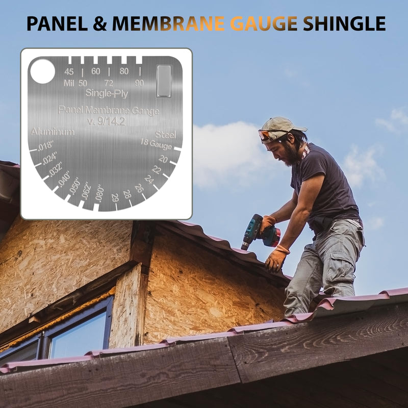 Upgraded Panel & Membrane Gauge Shingle - Stainless Steel Thickness Caliper for Metal Roofing, Shingles, Single/Dual-Ply Membranes | Replaces Shingle Gauge, Accurate Roof Inspection Measurement Tool