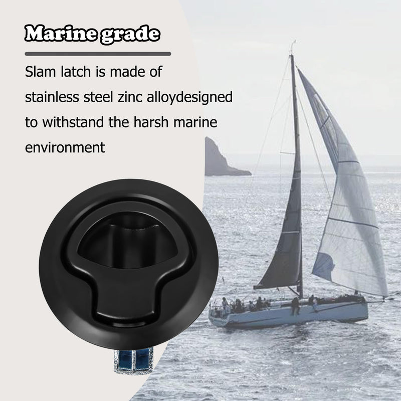 Boat Slam Latch 2" Lift Handle Deck Hatch Stainless Steel Zinc Alloy Flush Latches (Black/Silver/White),Boat Hardware,Fits Door thicknesses rangingfr 0.078" to 0.787" (2mm to 20mm),Pack of 2 Black