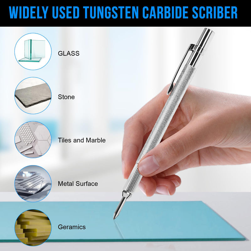 GUTIMORE 2 Pack Tungsten Carbide Scriber with Magnet, with Extra 20 Replacement Marking Tip,Scribe Tool,Etching Engraving Pen for Glass/Ceramics/Metal Sheet S-pen