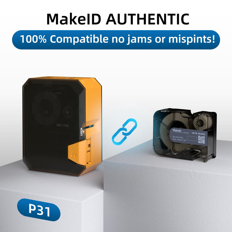 MakeID Multi-Purpose Nylon Labels with Ribbon for P31 Industrial Label Maker - Versatile Continuous Labels for Wire Marking, General ID, Laboratory, and DataCom, 0.71" W, 19.68ft/Roll .71"(18mm)