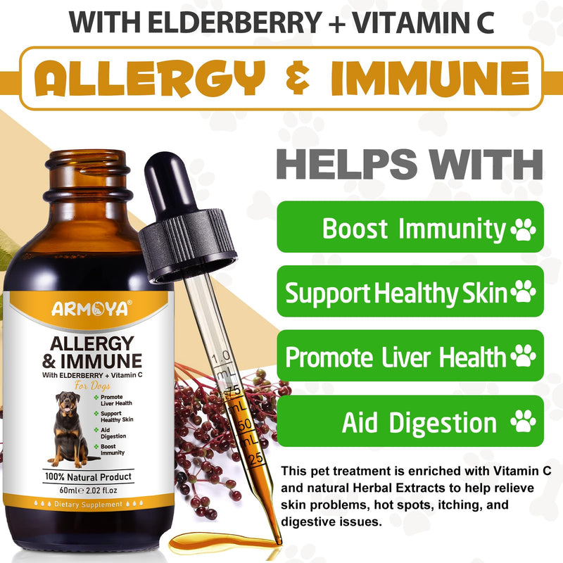 Allergy Relief Drops for Dogs - Allergy and Immune - Immune Support Supplement - Dog Supplement - Natural Pet Supplement for Dog Allergy Relief with Turmeric & Milk Thistle - PawsPlanet Australia