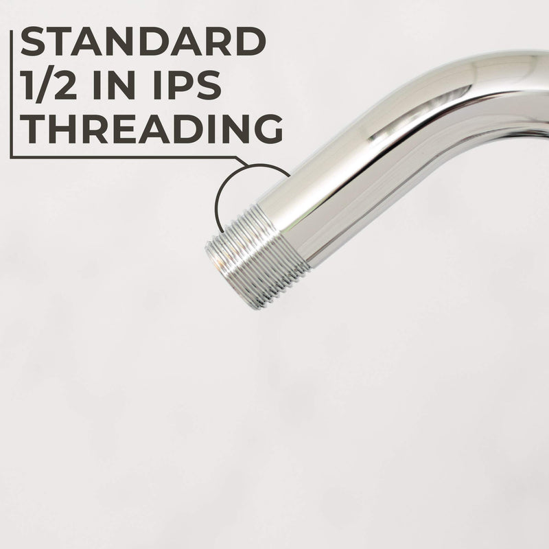 Shower Head Extension Arm with Flange,10.5 Inch High-Rise Curved S Shaped Design, Stainless Steel, Standard 1/2" Connection, Chrome Finish
