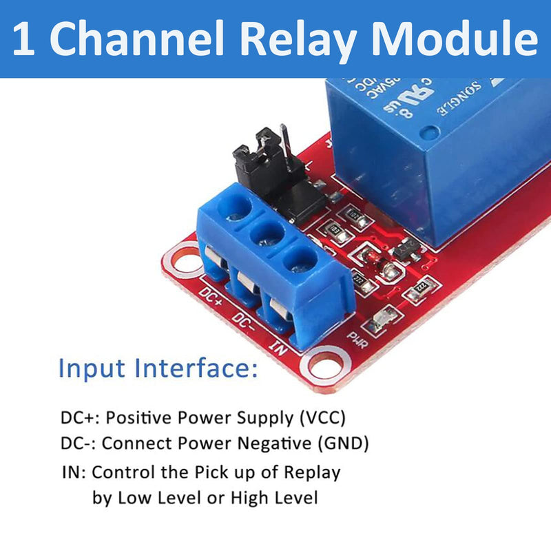 10pcs DC 5V Relay Module - 1 Channel Relay Switch Board with Optocoupler Isolation, High or Low Level Trigger 5V-10pcs