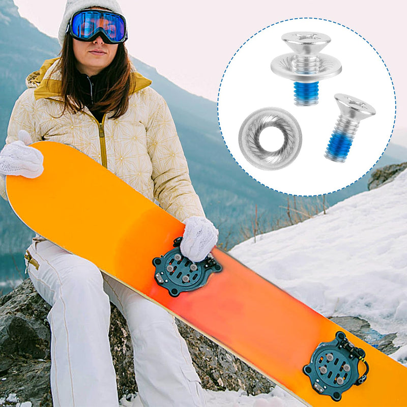 8pcs Snowboard Binding Screw Set, Snowboarding Mounting Screws with Screwdriver Snowboard Bindings Replacement Parts Snowboard Screw Fixed Accessories for Skiing Outdoor Sports