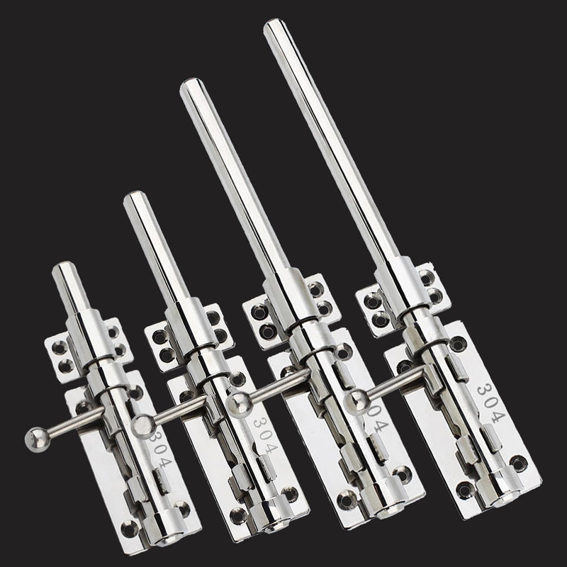 Slide Bolt Gate Latch Thickened 304 Stainless Steel Latches Heavy Duty Safety Barrel Bolt Door Lock with Padlock Hole and Dust Canister for Wooden Fence, Yard Door, Barn Door, Shed Door Silver 12in