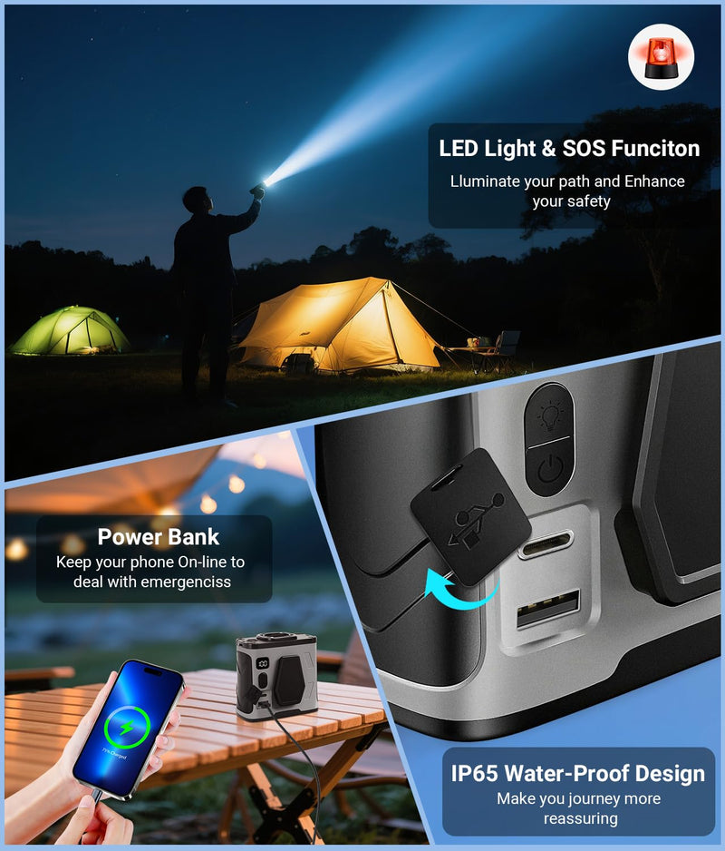 20000RPM Wearable Waist Clip Fan, 10000mAh 40H Long Lasting Brushless Motor, Hands-Free Cooling Fan For Jobsite Camping Grey