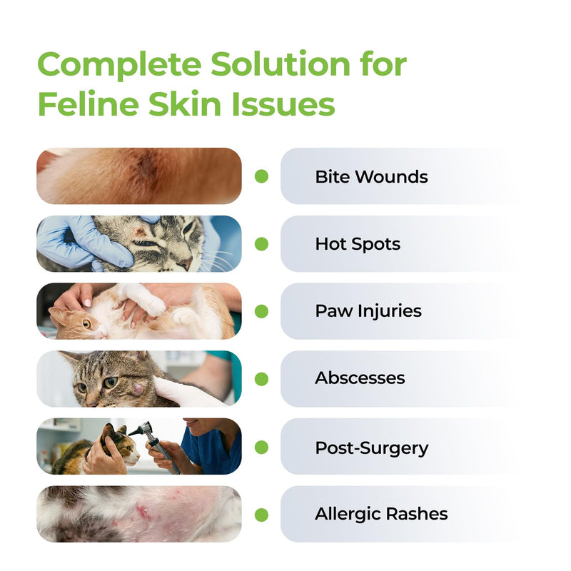 Cat Wound Care Spray Feline Healing Aid, Skin Repair for Cuts, Sores & Abrasions | Itch Relief for Irritated Cat Skin | Hot Spot & Allergy Support | Safe & Non-Toxic | 3.38 fl oz