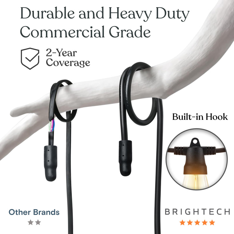Brightech Ambience Pro Super Bright Solar - 27Ft Remote Control Outdoor String Lights with 12 Shatterproof S14 Bulbs, Commercial Grade LED, Waterproof Patio Lights, 4W Soft White for Patios, Gardens 27 Feet