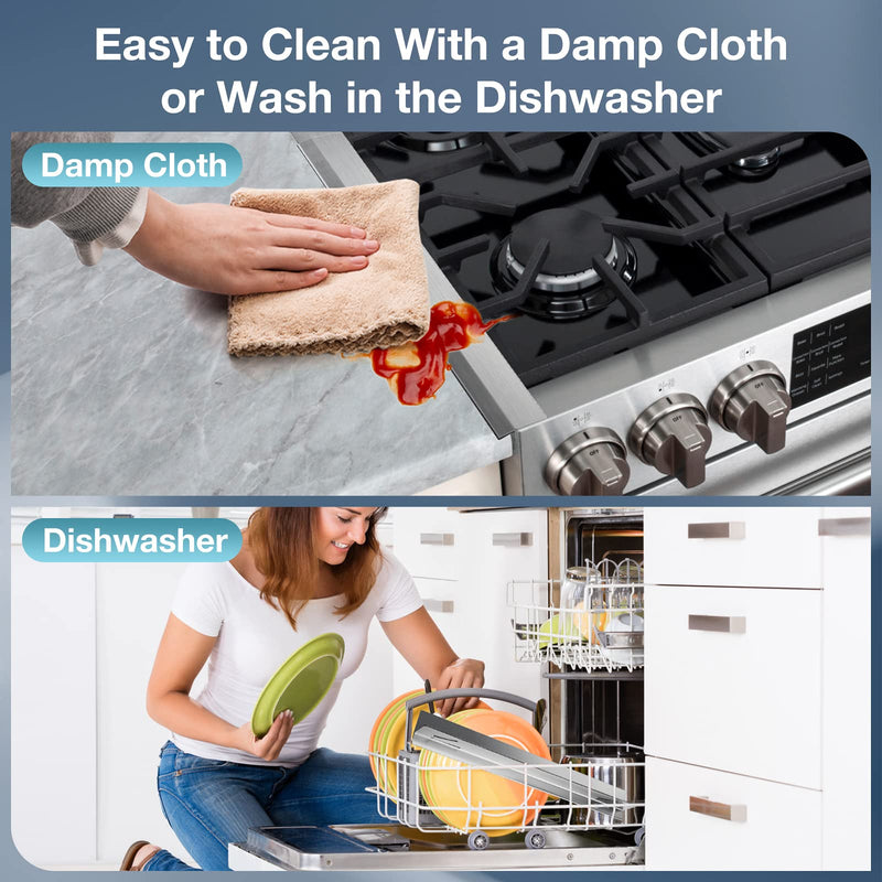 2PCS Kitchen Stove Counter Gap Covers, Stainless Steel Gap Cover, Cooktop Trim Kit, Stove Gap Guards, Oven Gap Filler, Heat Resistant & Effectively Protect Stove Gap Filler(13.8"-27.5" Silver) 13.8-27.5 inch