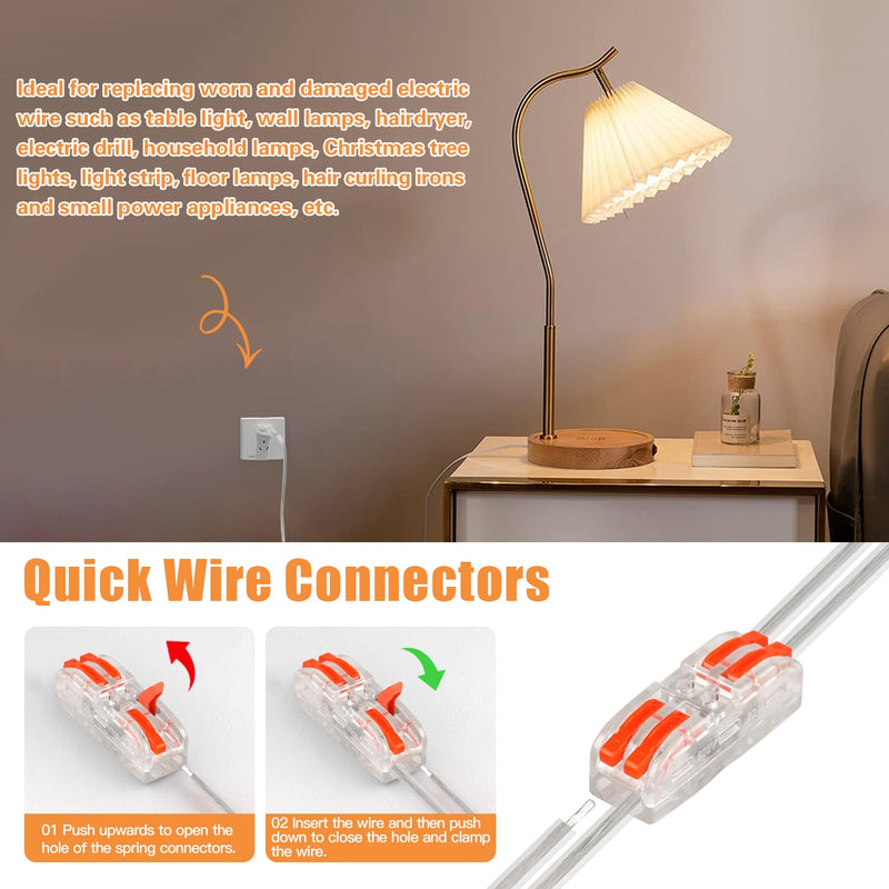 6ft Foot Switch Lamp Cord Replacement, Clear Floor Light Switches with Plug, Foot Tapper Pedal Lamp Wire Switch, AC 125V Step ON Off Push Button, Repair DIY Replace Footswitch Fixtures