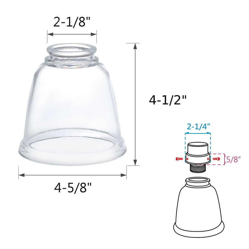 Aspen Creative 23127-4 Contemporary Clear Ceiling Fan Replacement Glass Shade, 2-1/8" Fitter, 4-5/8" Diameter x 4-1/2" Height, Clear, 4 Pack 2-1/8" F x 4-5/8" B x 4-1/2" H