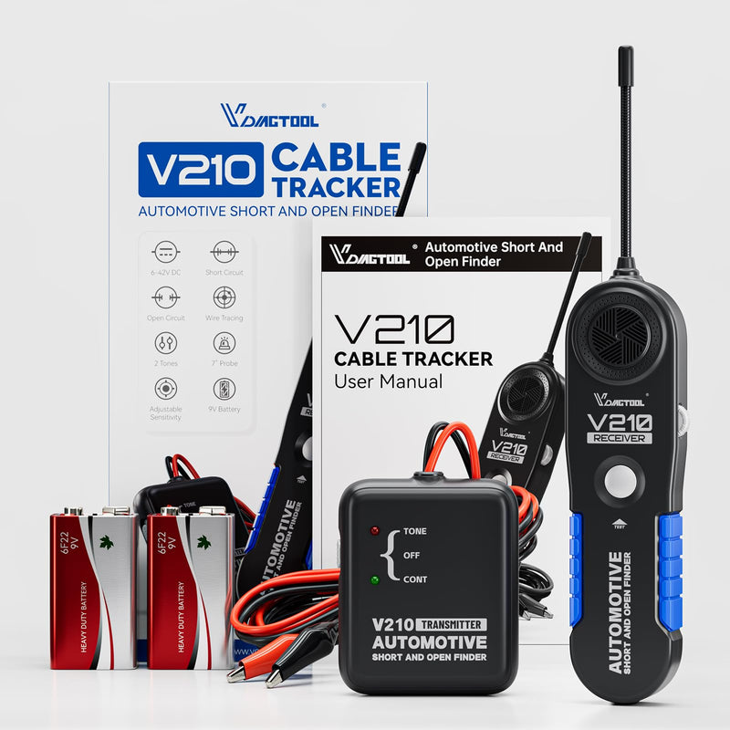 VDIAGTOOL V210 Automotive Electrical Open & Short Finder Circuit Tester Wire Breaker Finder Wire Tracer Fault Probe DC 6-42V