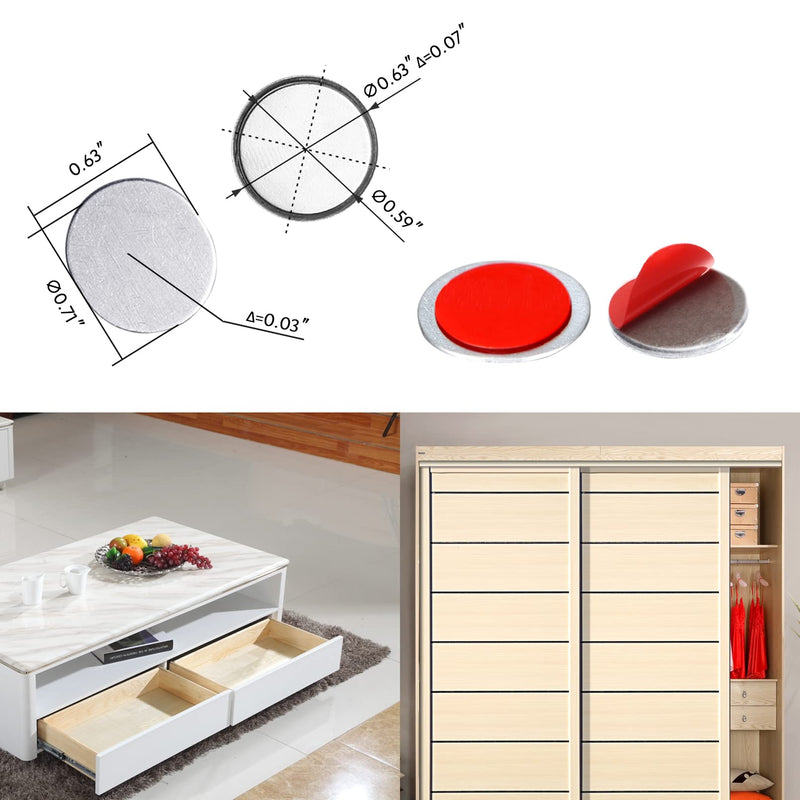 Mousike Magnetic Door Catch Ultra Thin Cabinet Magnets Stainless Steel Drawer Magnet Catch for Sliding Door Closure Kitchen Cabinet Cupboard Closet Closer (16Pack) 16 Pack Silvery white