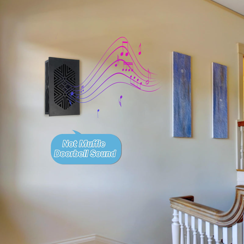 Saillong Doorbell Chime Cover Wood Doorbell Cover Box Only Doorbell Chime Box Doorbell Chime Cover Box Only Universal Decorative with Extra Self-Adhesive Tape Easy to Install for Home (Black) Black