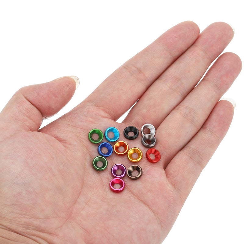 PATIKIL M3 Finishing Countersunk Washers, 20 Pack Head Washers Alloy Aluminum Screw Gaskets for Screw Bolt RC FPV PC Mechanical Accessories Parts, Purple