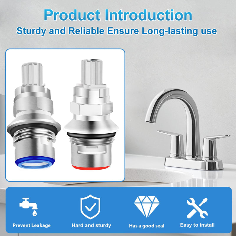 2 Pack 910-9000 Ceramic Disc Cartridge Replacement, Compatible with Price Pfister Hot & Cold Ceramic Valve, Faucet Cartridge, for 2 Handle Lavatory Faucets, 12 Point Broach﻿