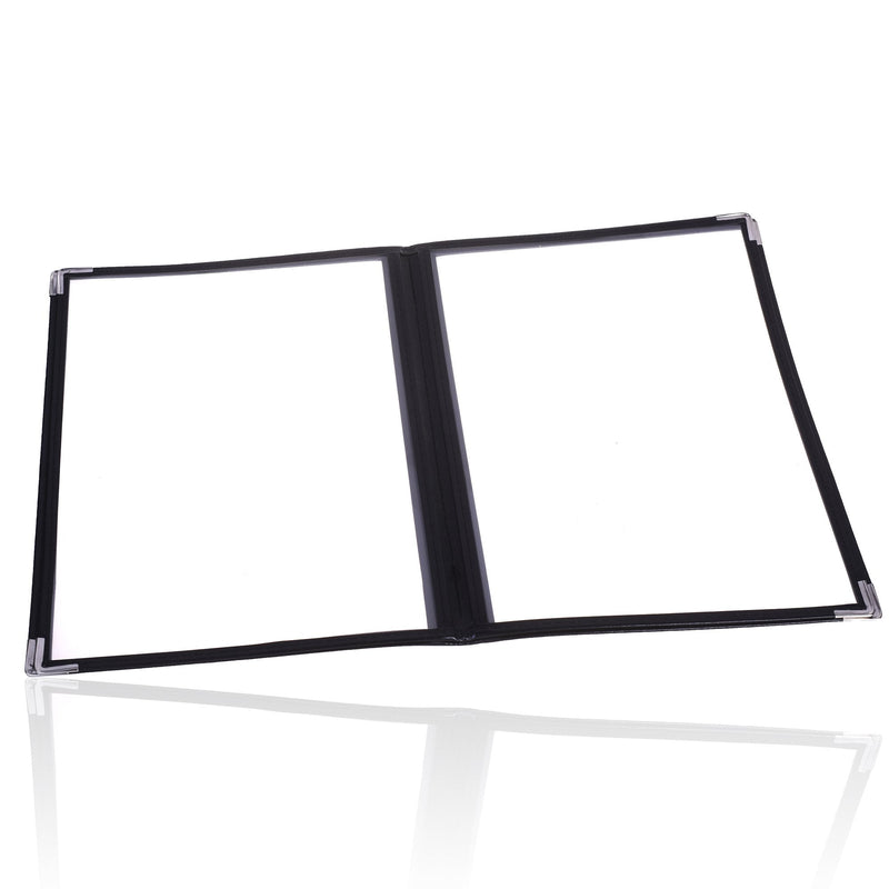 Cosmos Restaurant Menu Covers Book for Bar Cafe Kitchen - Restaurant Menu Holder Menu Folder Fits A4 Size Paper, 4 Pages 8 Views, Transparent Vinyl with Black Stitched Edge