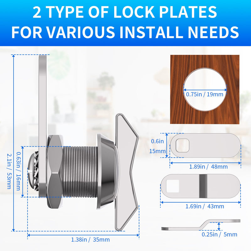 5/8 Inch Thumb Operated Offset Cam Lock, 5Pcs Keyless Compartment Lock for RV, Cabinet Mailbox Drawer Lock Latch, 100% Metal Replacement Lock Cylinder for Storage Door, Camper, Vehicles