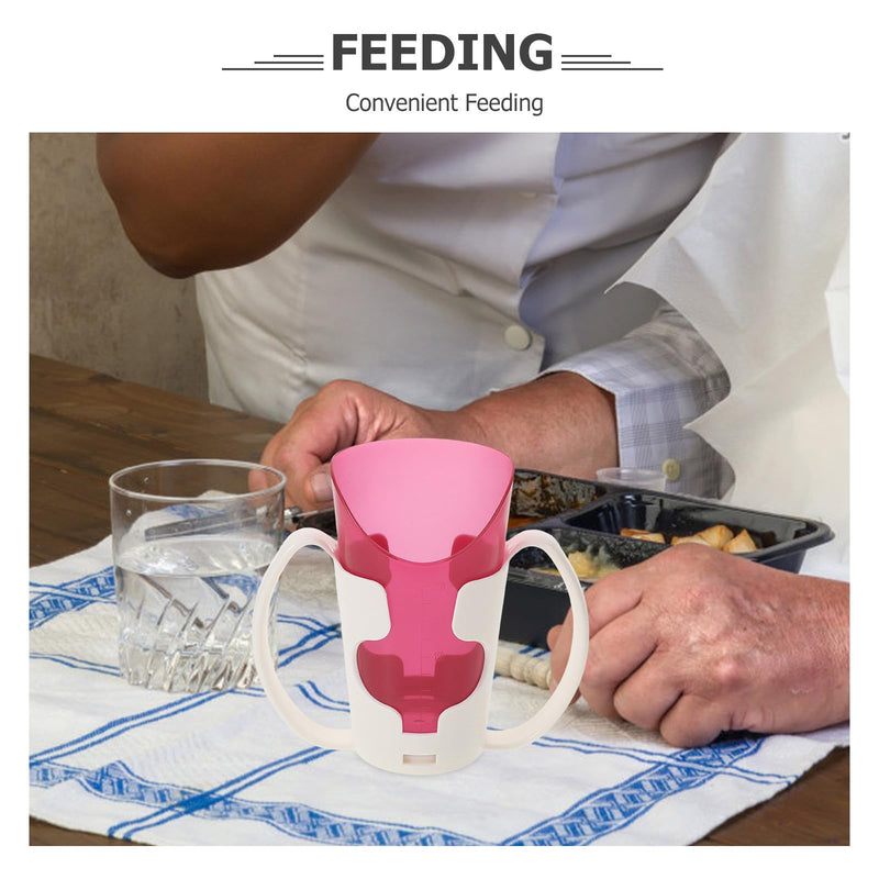Luxshiny Nosey Cup with Handles, Elderly Care Feeding Cup, -Choke Cup for Bedridden Patients, Disabled, Elderly, Dysphagia Cup for Liquid Feeding, 5.50X5.11X2.55in (Magenta)