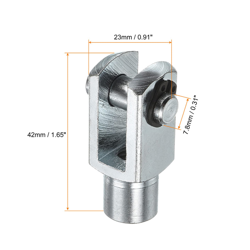 PATIKIL M8x1.25 Air Cylinder Rod Clevis End, 3 Pack Female Thread Y Connector 42mm Length for Air Cylinder Foot Mounting Work, Silver