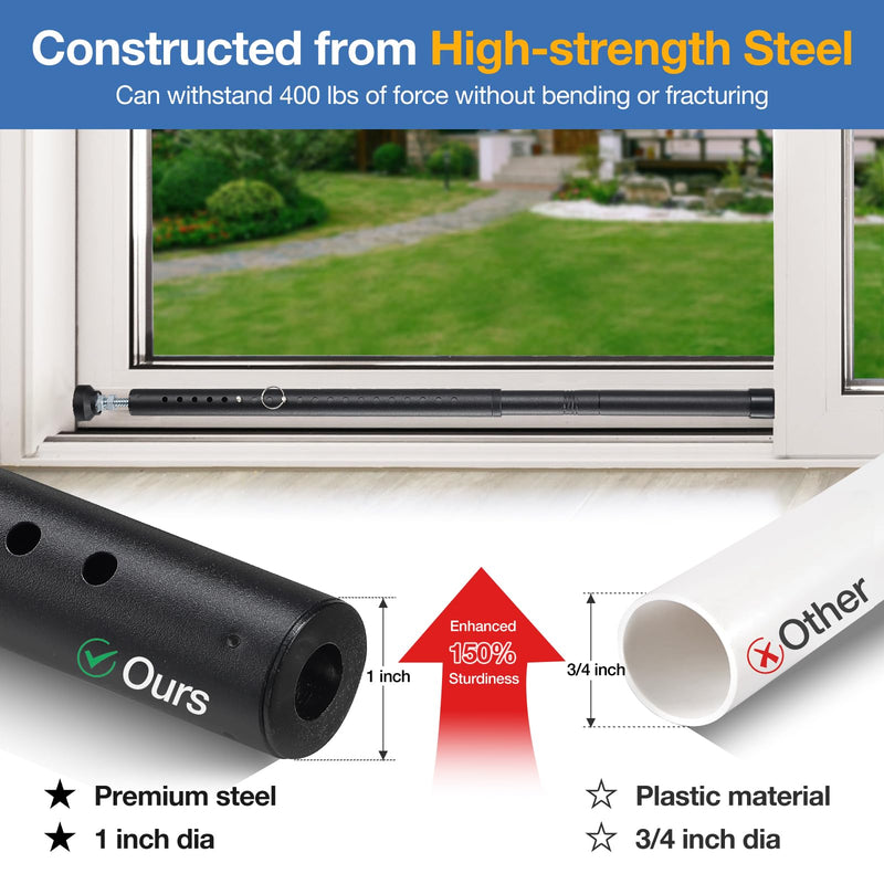 Sliding Door Security Bar, 3 Pack 18"-50" Adjustable Window Security Bars with Rubber Tips, Heavy Duty Door Jammer, Window Bars Security Inside, Window Lock Bar for Home Apartment Travel Patio (Black)