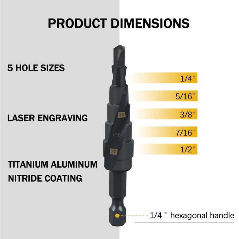 48-89-9241 Shockwave Impact Duty Step Drill Bit for Milwau-kee 1/4"-1/2"