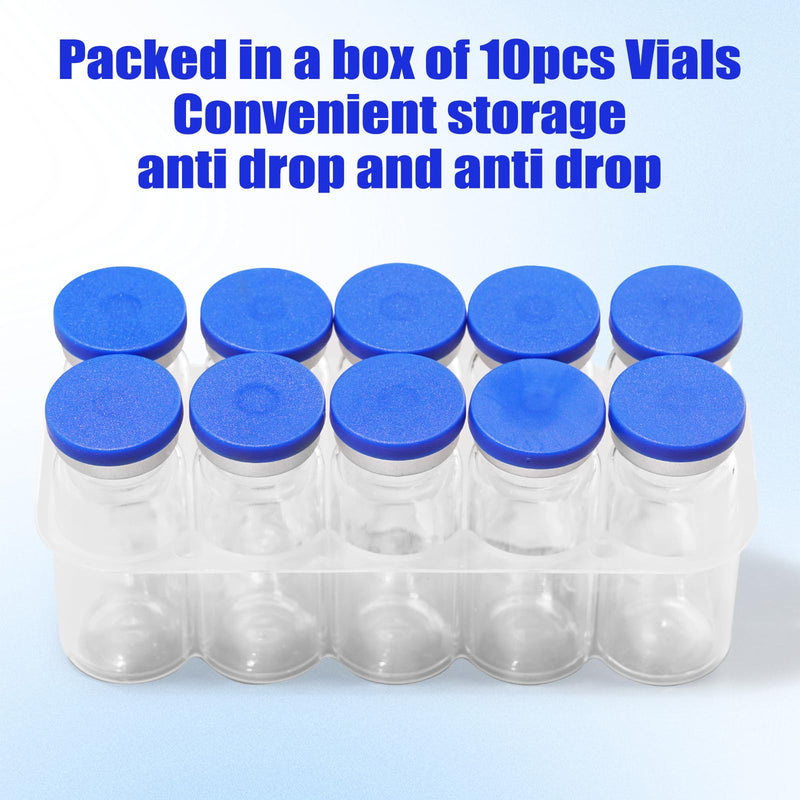 otwooi 10ml Sealed Empty Vials for Injection, Transparent Glass Vials Self-Healing Injection Port, Liquid Sample Storage Vial with Caps(10pcs) 10