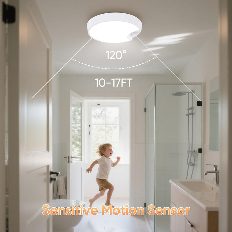 Rechargeable Motion Sensor Ceiling Light: Indoor LED Wireless Ceiling Light with Remote - Cordless Motion Activated Ceiling Lamp with Timer for Closet Hallway Bedroom (Rechargeable) Rechargeable