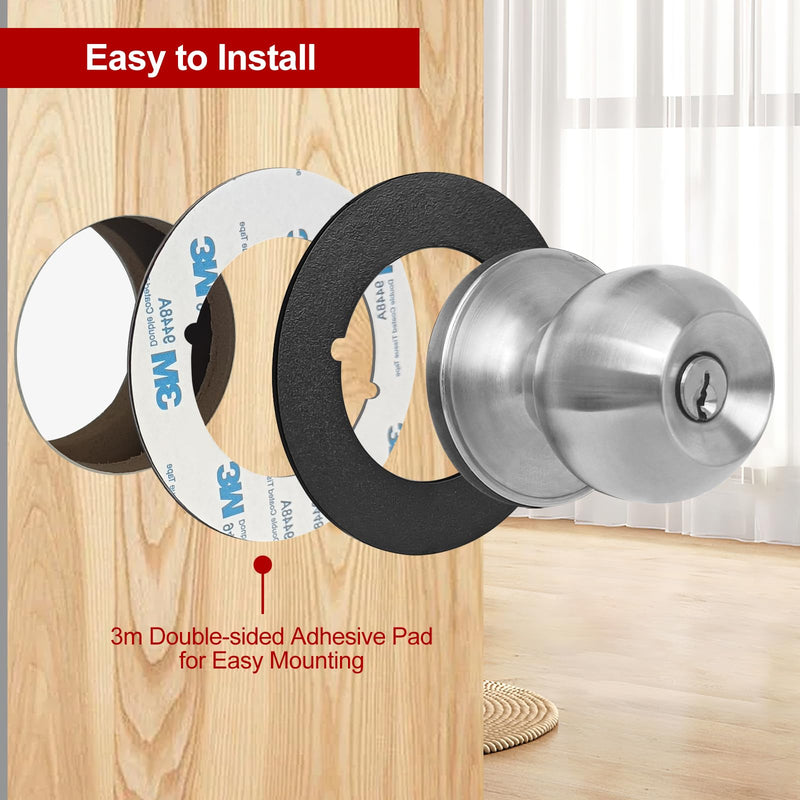 Door Knob Plates Round Version, Matte Black, Thick, Door Reinforcement Plate, Scar Plates for Door Knob/Deadbolt, Door Handle Cover Filler Fixing Repair Backplate (2 Pcs, Matte Black) 2