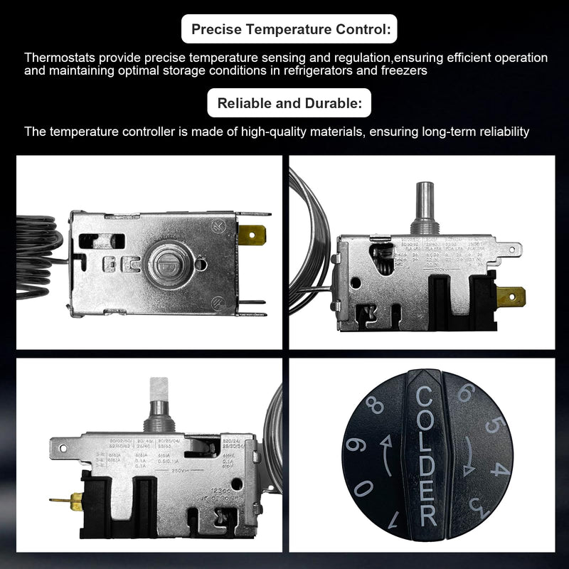 800366 Temp Control Kit Fits for True Refrigeration Replace 077B6806, 077B7172, 988282 &76" Coil Sensing Thermostat