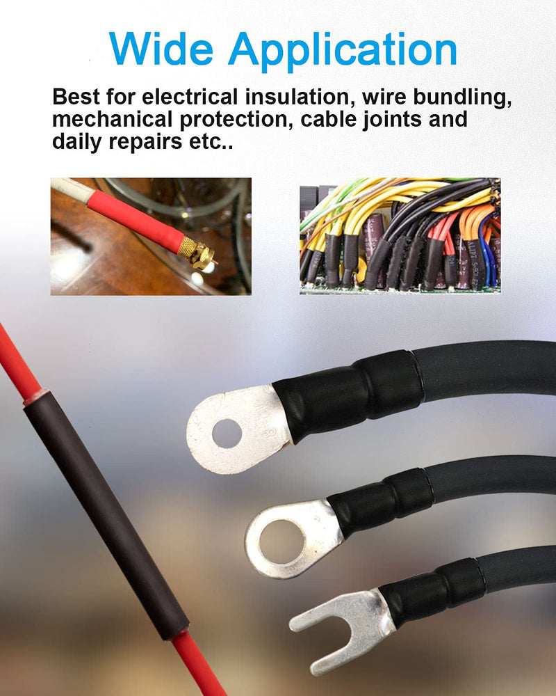 MILAPEAK 36pcs 3:1 Dual Wall Adhesive Heat Shrink Tubing, 6 Large Sizes (Diameter): 1.5, 1.25, 1, 3/4, 1/2,1/4-inch, Marine Glue Lined Cable Sleeve, Electrical Wire Wrap Protector for DIY (Black) 36 pcs 6 Sizes Black