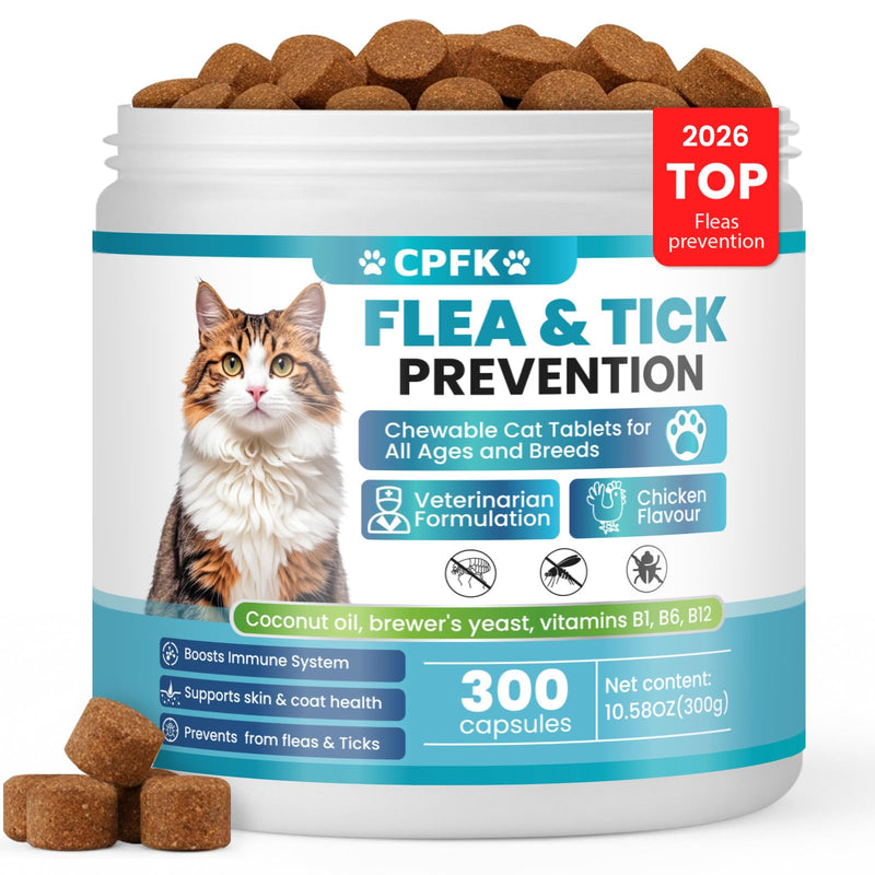 Chewable Flea Treatment for Cats Flea and Tick Prevention for Cats Chewables Fleas Chewables for Cat of All Breeds and Ages 300 Chewable