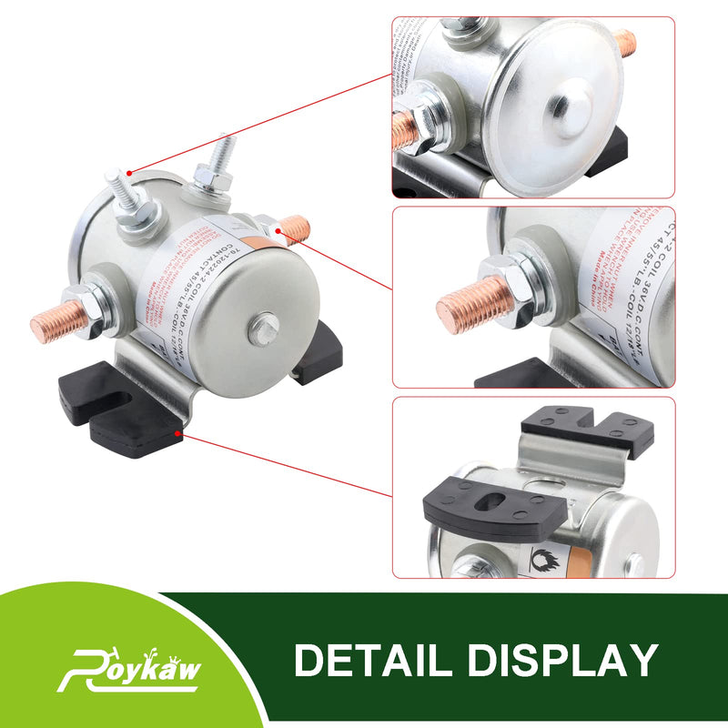 Roykaw 36 Volt #70 Series Continuous Duty Solenoid Relay with Resistor & Diode Kit for EZGO Electric Golf Cart, Upgrade Mount Bracket, Anti-Vibration, OEM # 27855G01 11761G1 27855G02 31680G1 3016