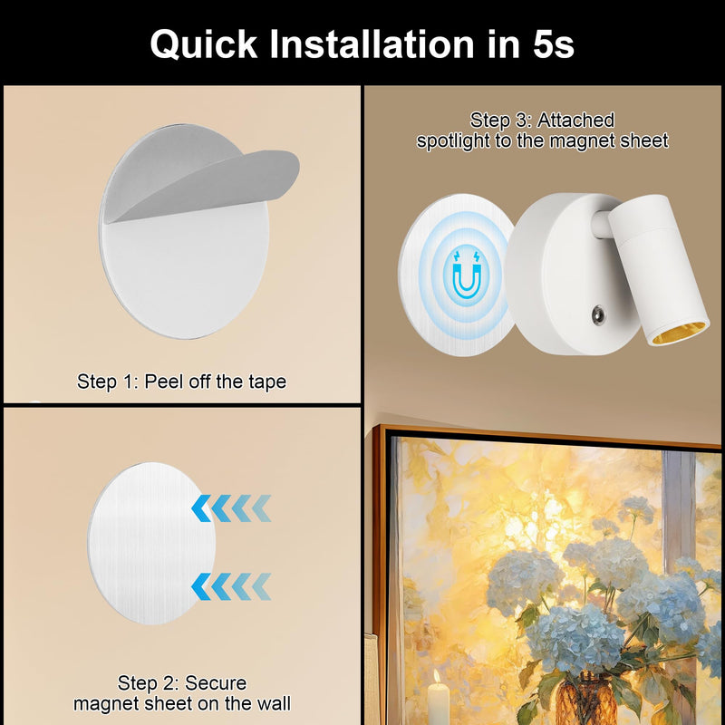 Wireless LED Spot lights Indoor Battery Operated with Remote, Rechargeable Up lights Indoor with Timer＆Dimmable, 3CCT Picture Lights for Wall, SpotLights Accent Uplighting for Plant, Artwork -White White 1 Pack